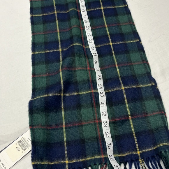 Polo Ralph Lauren Pony tartan check-pattern scarf 90% wool 10% cashmere M in UK - Picture 9 of 12